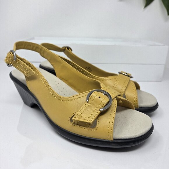 Hotter Kiwi Womens 7 Slingback Sandals Yellow Leather Adjustable Straps Casual - Picture 5 of 9